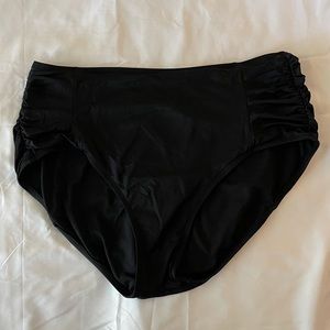 Kona Sol High Waisted Bikini Bottoms. Black, Size XL.